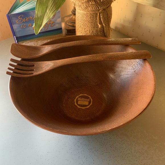 Vintage, NEW NEVER USED, Thermo Serv Westwood Salad Bowl Set. Wood Grain finish. - Picture 7 of 9